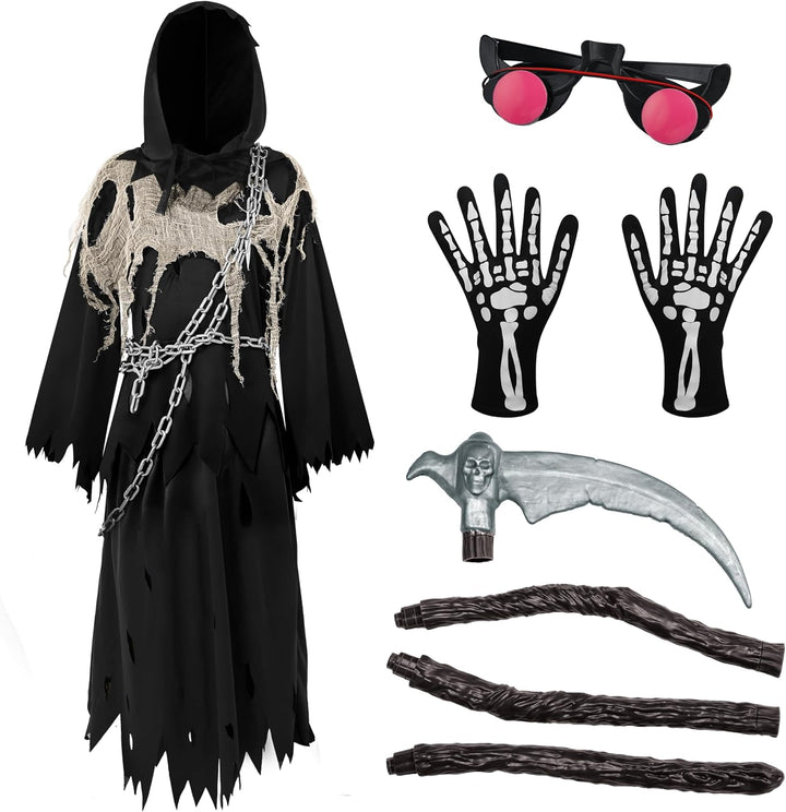 Spooktacular Creations Sensenmann Kostüm für Kinder Sensenmann Halloween Kostüm Jungen Grim Reaper B