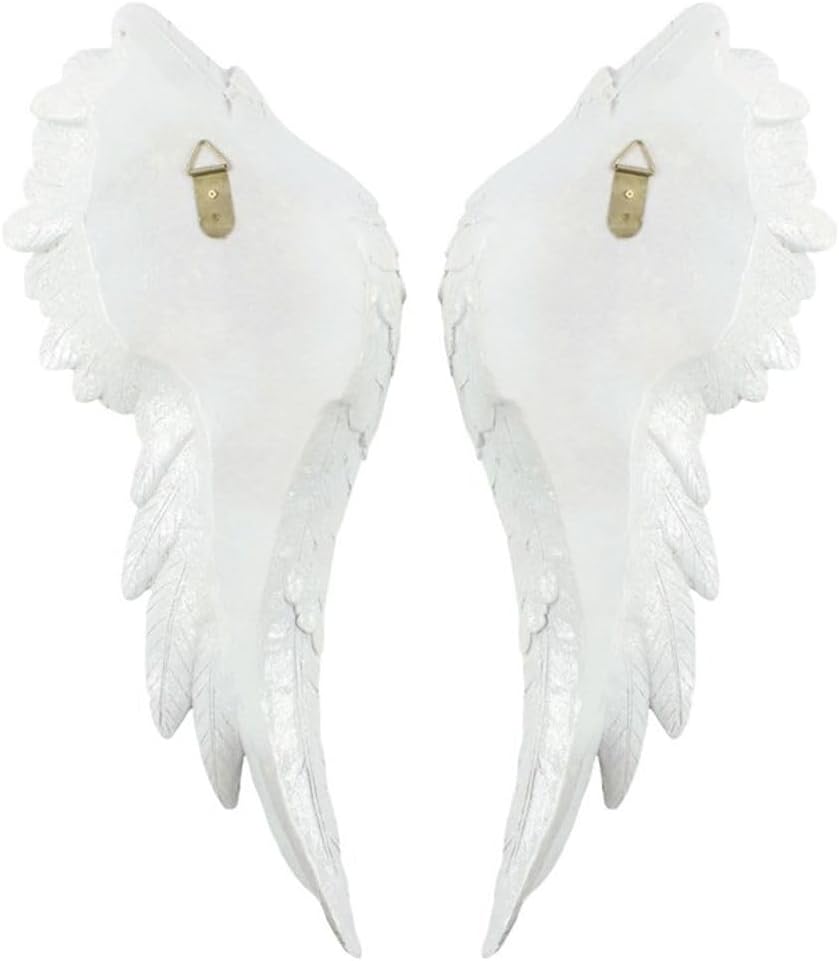 Jones Home & Gift Engelsflügel weiss Glitzer Wandbehang Wandkunst Skulptur 54cm H