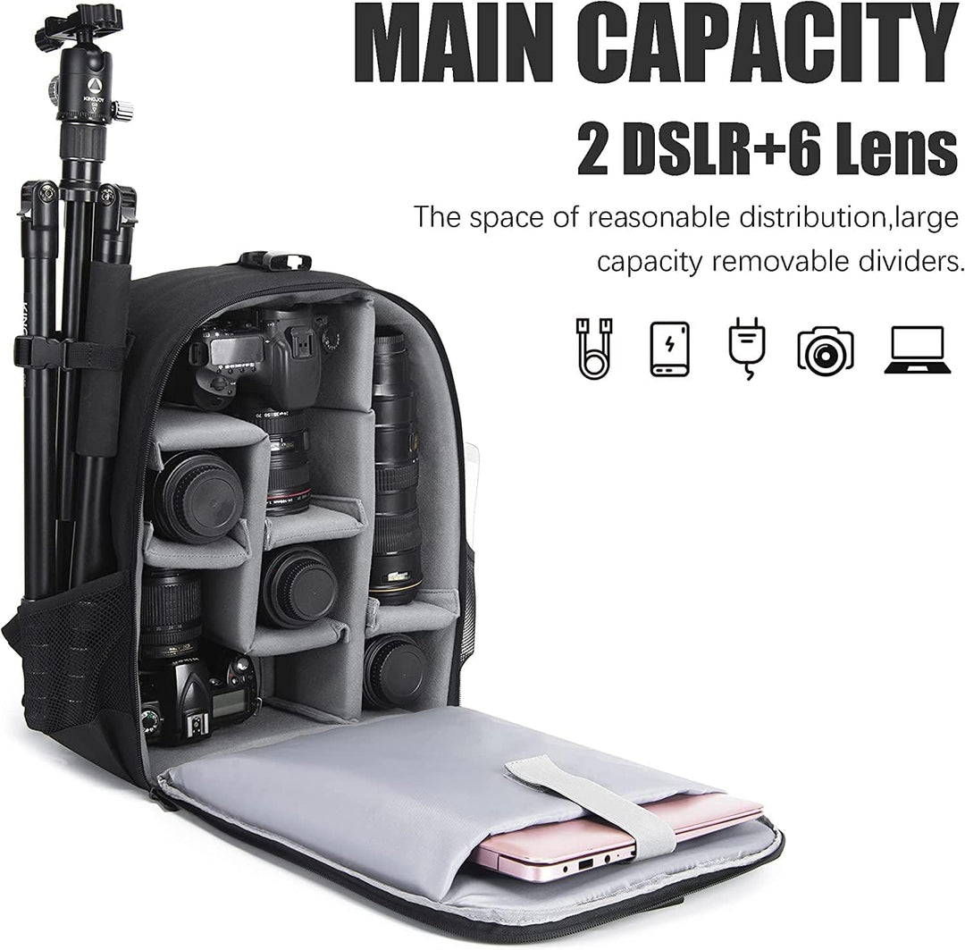 Cwatcun Kamerarucksack Camera Backpack Professioneller für spiegellose DSLR/SLR-Kamera, wasserdicht,