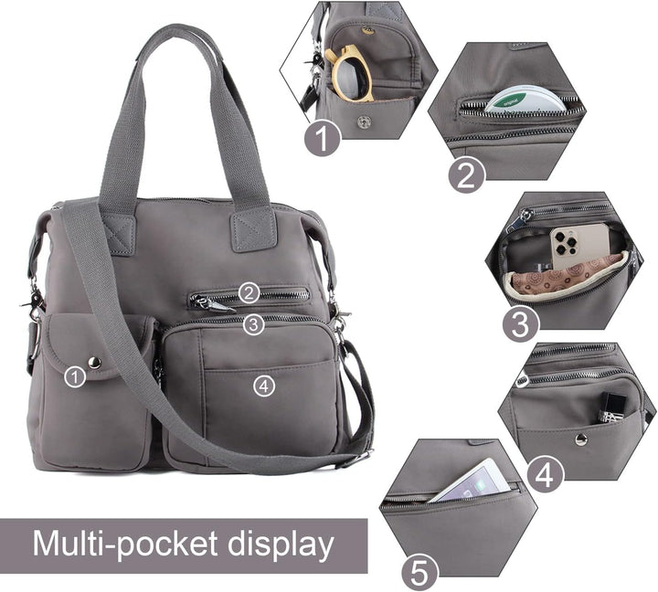 EVEOUT Damen Handtasche Multi Tasche Grosse Umhängetasche Hobo Taschen für Reise Arbeit Schule Campi
