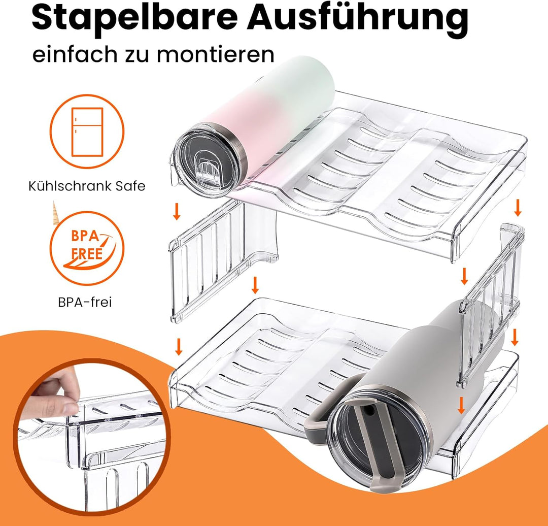 Stapelbar Flaschenregal, Flaschenhalter für Küche Schrank Flaschen Organizer, Kühlschrank Getränke O