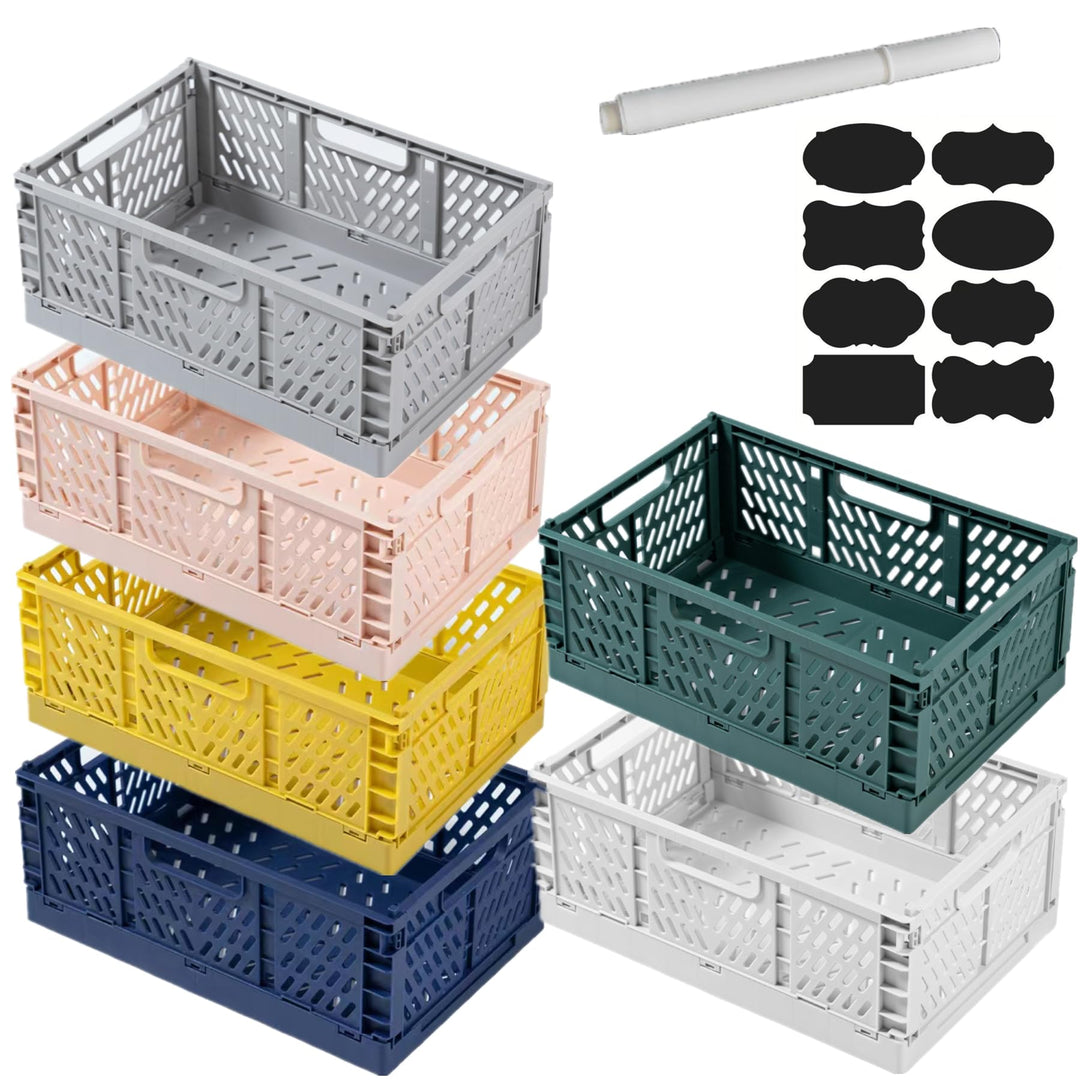 6 Stück Klappbox,25×17×10cm Klappkiste Körbe Aufbewahrung Zusammenklappbarer Tragbar Aufbewahrunskis