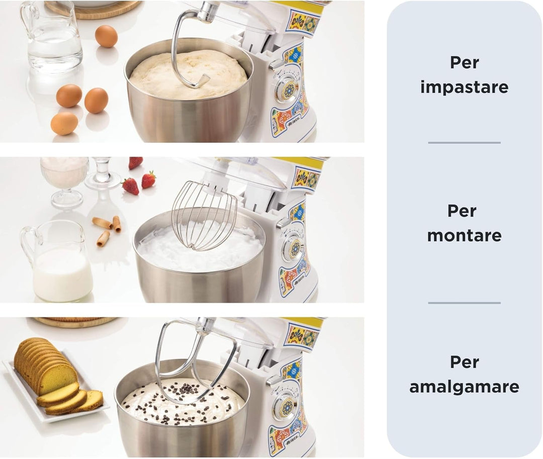 Ariete Knetmaschine 1588, Positano Weiss und Gelb, Weiss und Gelb