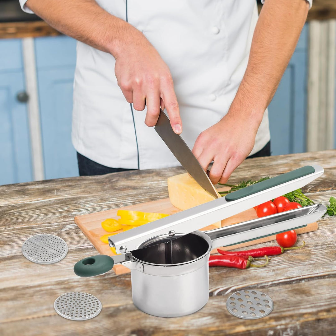 Kartoffelpresse, grosse, robuste Kartoffelpresse aus Edelstahl, 425 ML, zum Stampfen und Pressen von