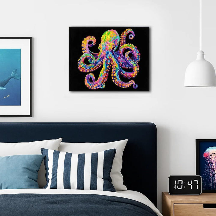 DIAMOND DOTZ 2594372 Original 5D Diamond Painting Set, Neon Oktopus, mit Neonfarben und Samt, DIY Di
