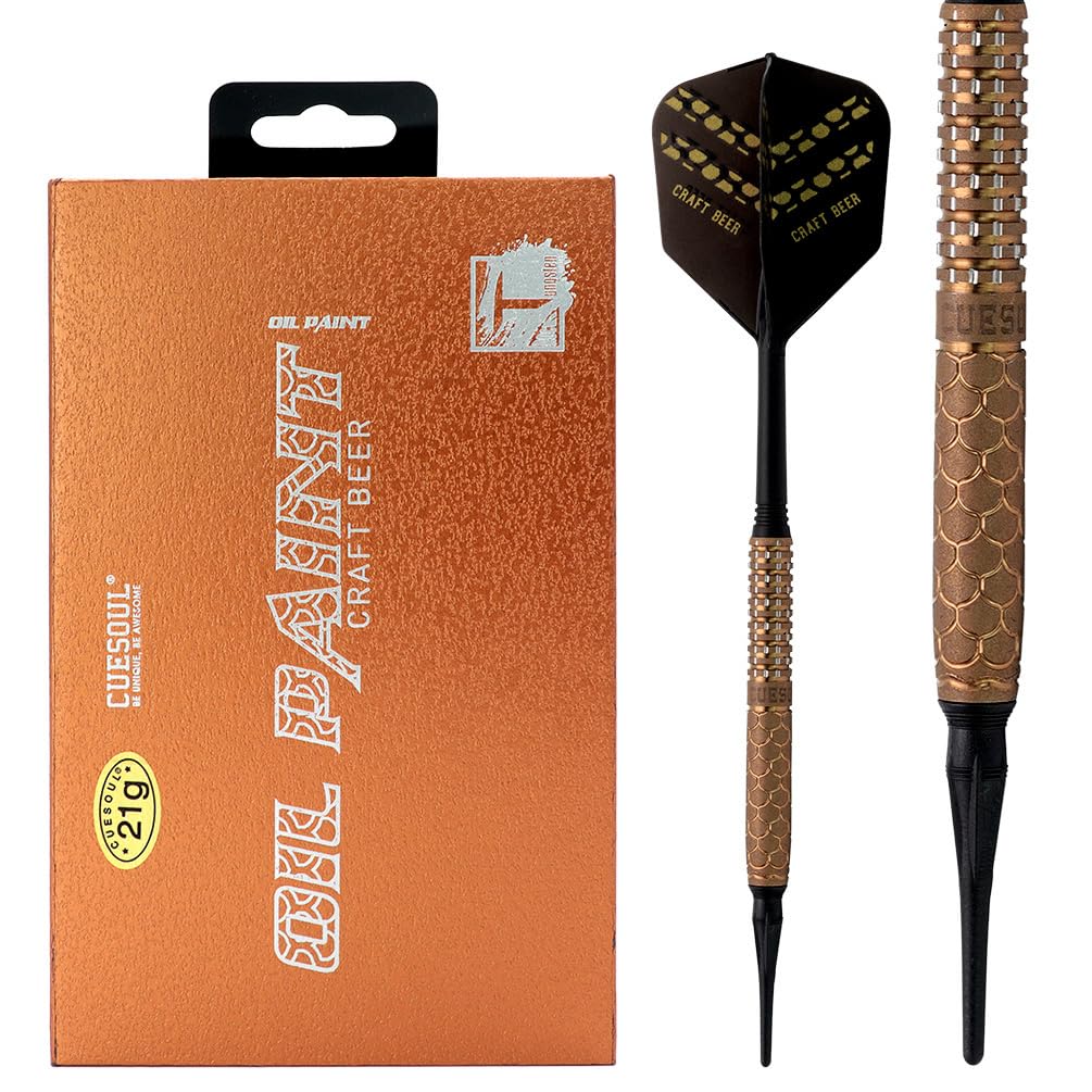 CUESOUL Soft Tip 90% Tungsten Dart Set mit Ölfarbe Finish und ROST Flights 21g handgemachtes bier, 2