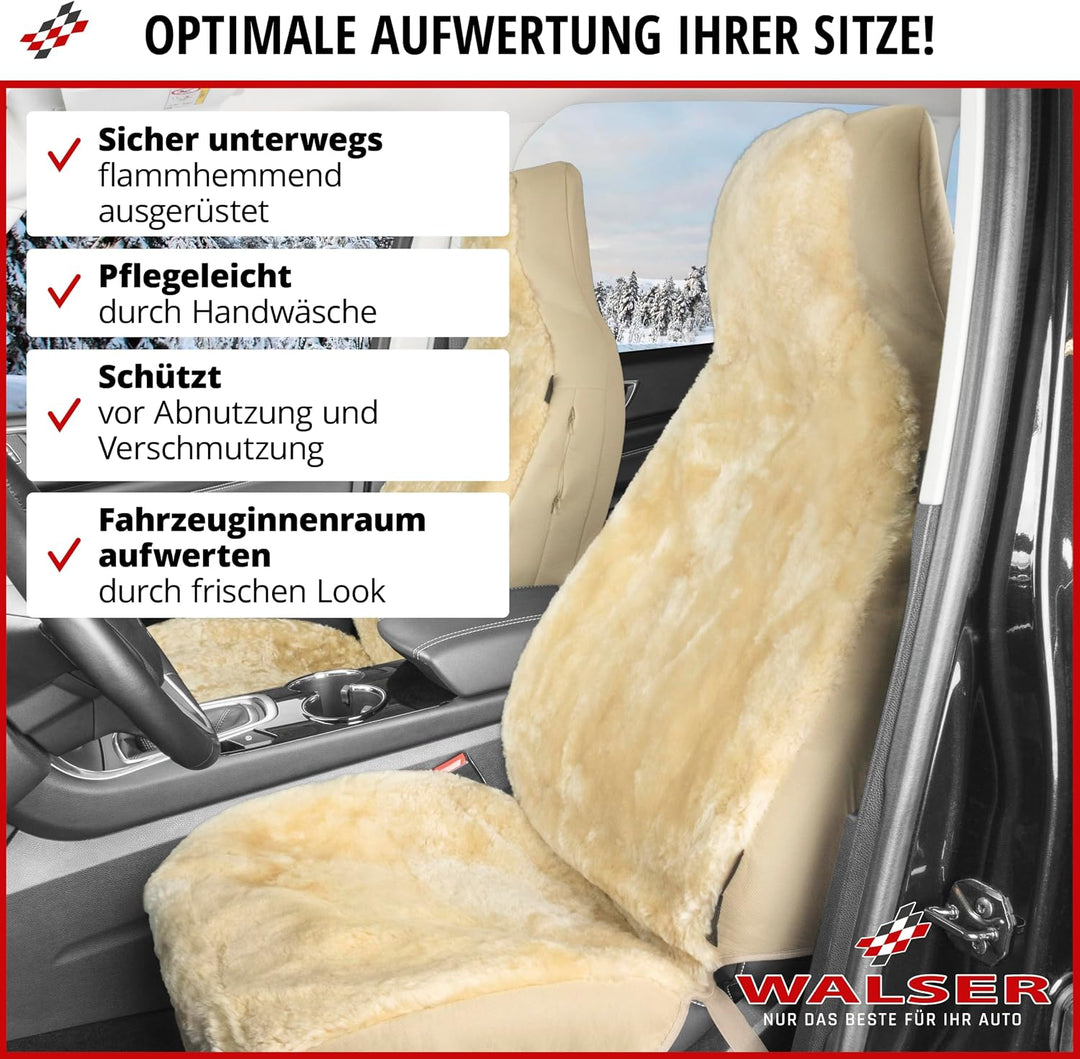 WALSER Autositzbezug Lammfell Lammfellbezug Zoya Autoschonbezug Lammfell beige 20022 Beige Standard