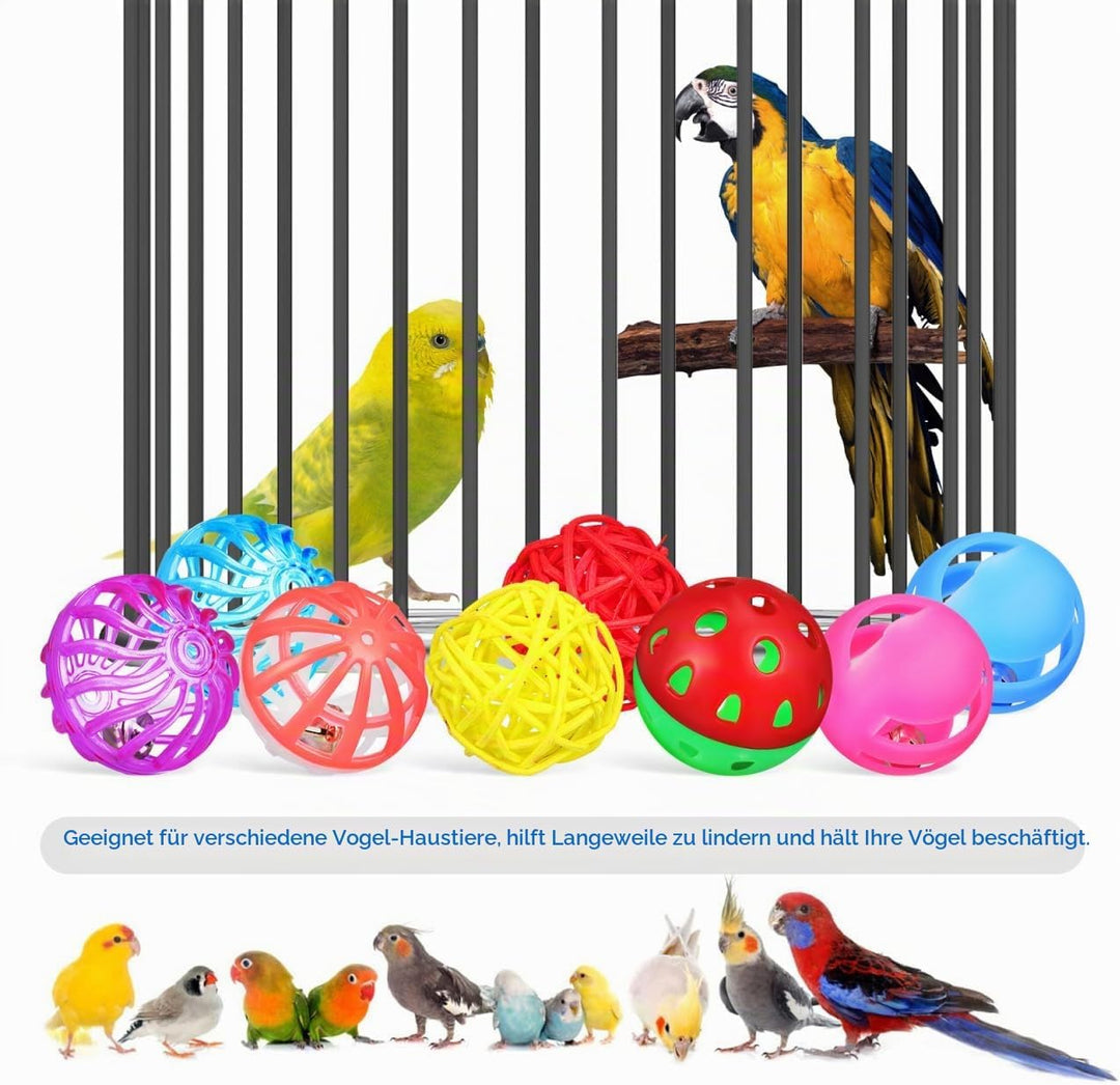 12 StüCk Vogelspielzeug FutterbäLle Mit GlöCkchen FüR Papageien Sittiche Und Finken Kauspielzeug Und