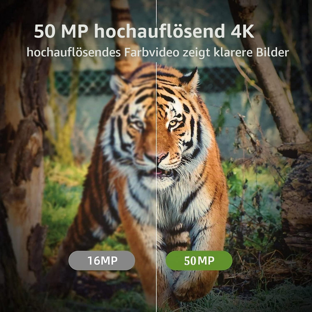 Wildkamera 50MP 4K, Wildtierkamera mit Bewegungsmelder Nachtsicht, 850nm IR LEDs Nachtsichtkamera, J