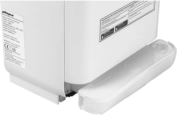 Physa ORIA White Händetrockner (elektrisch, 5-7s, LED-Timer, 1.650W, 230V, Luftgeschwindigkeit: 86 m