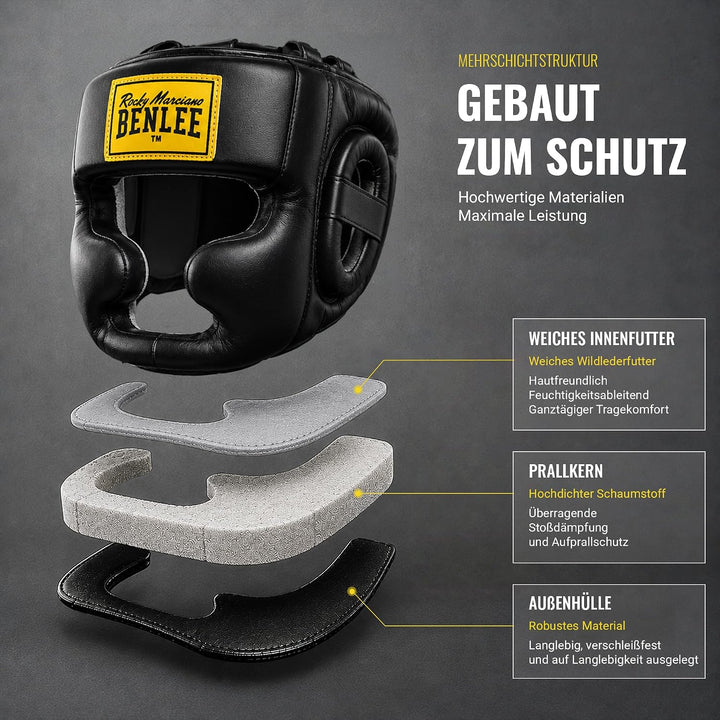 BENLEE Kopfschutz aus Kunstleder Full Protection Schwarz S/M Single, Schwarz S/M Single