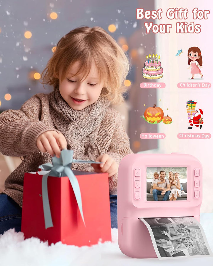 Sofortbildkamera Kinder 48MP, 1080P Video Kinderkamera mit Sofortdruck, 2,4 Zoll IPS Spielzeug Kamer