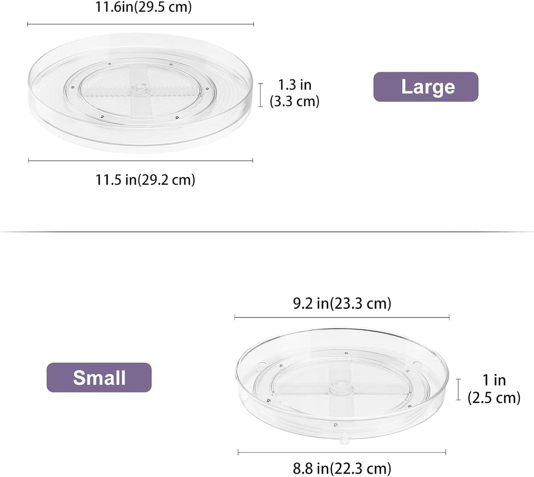 Puricon 2 Stück Drehplatte Küchen Organizer, Drehteller für Kühlschrank Drehscheibe, Transparent Dre