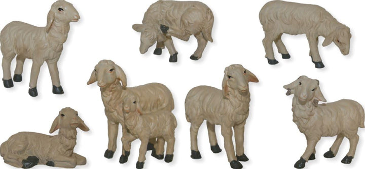 FADEDA 7X Schafe/Höhe:7 cm/handbemalt/detailgetreue Krippen Figuren - Weihnachten Tisch Dekoration K