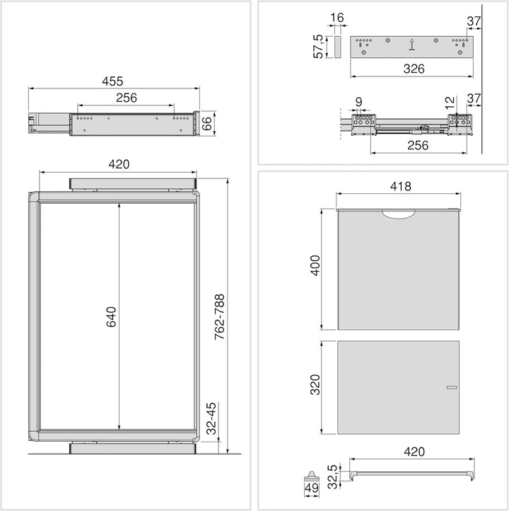Emuca - Satz aus 7-Stangen-Hosenhalter, Wäschekorb und ahmen für Schrank Quartz, mit Soft-Close- und