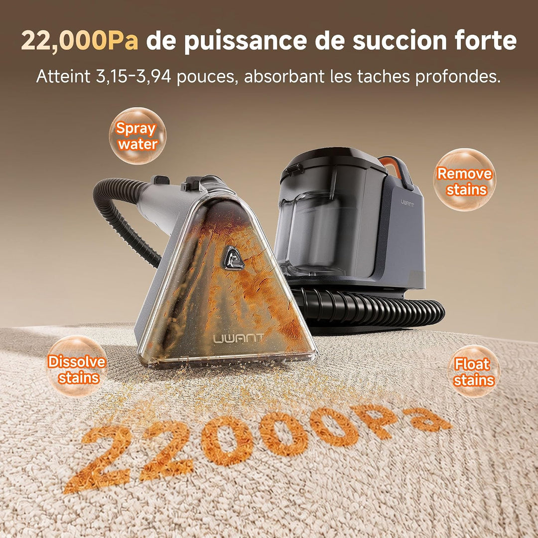 Uwant Y100PET Polsterreiniger Gerät Mit 22Kpa Teppichreiniger Waschsauger Geräuscharm Nasssauger Tep