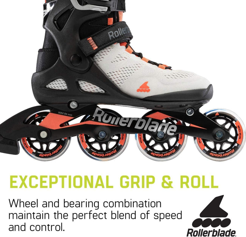 Rollerblade Macroblade 80 Damen Erwachsene Fitness Inline Skate, Grau und Koralle, Performance Inlin