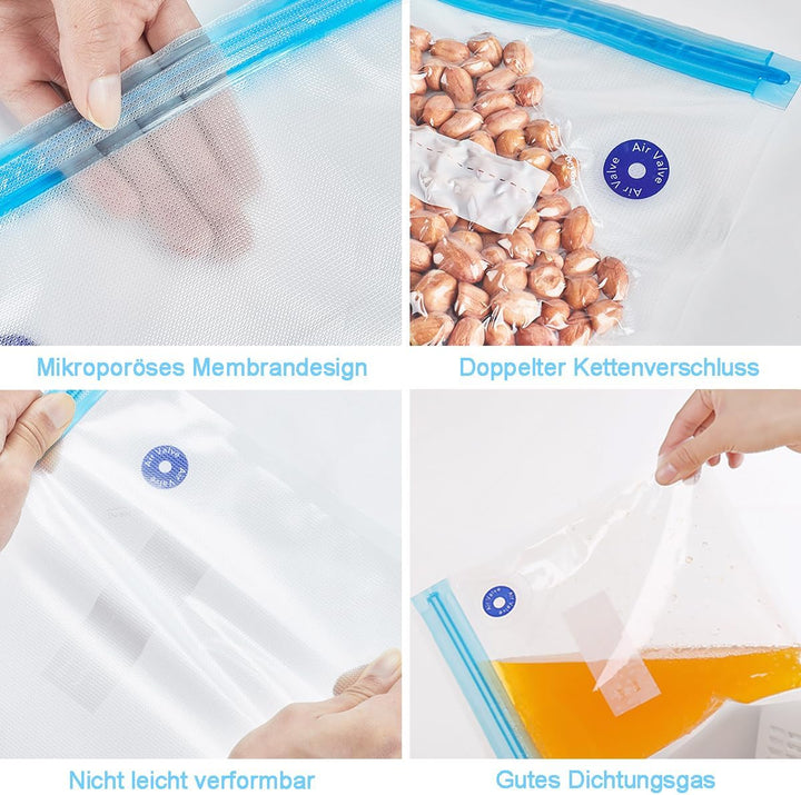 Vakuum Gefrierbeutel, 10 Stück Vakuumversiegelte Bags Kit, Einbeziehen 20 Weisse Reissverschluss Cli