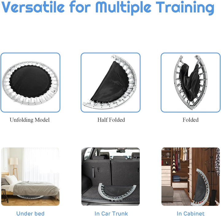 LIFEZEAL Faltbares Fitness-Trampolin Ø 97 cm, Mini-Trainingstrampolin mit Federn, robuster Stahlrahm