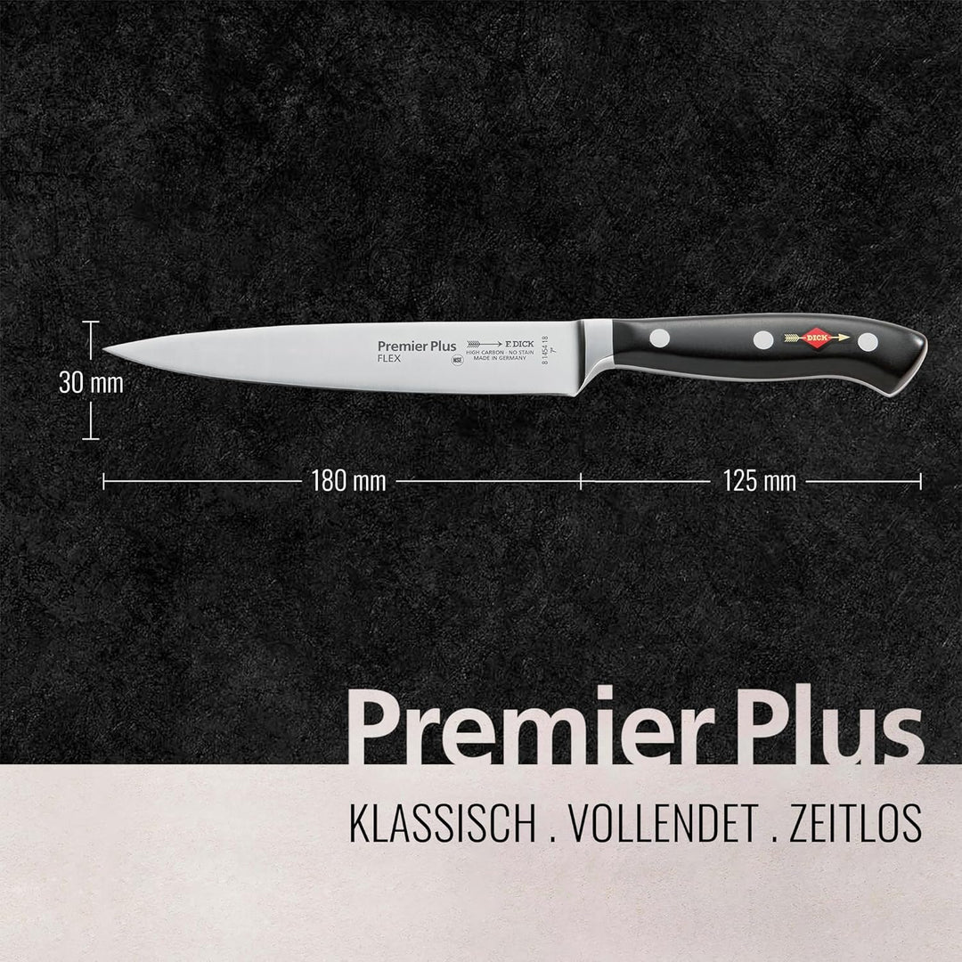 F. DICK Filetiermesser, Filiermesser, Premier Plus (Messer mit Klinge 18 cm, X50CrMoV15 Stahl, nicht