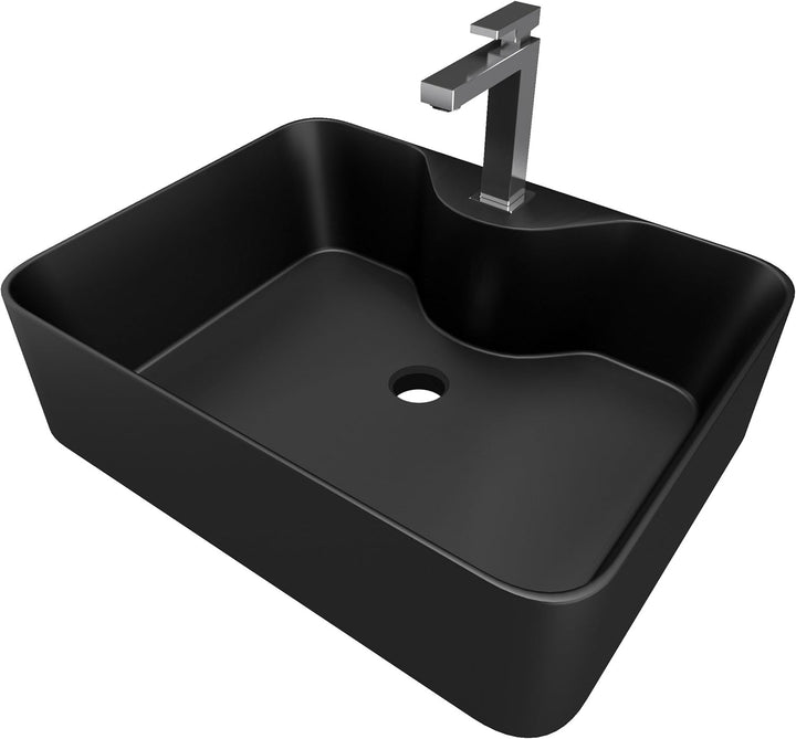 Rechteckiges Waschbecken aus schwarzer Keramik – 48 x 37 x 13,5 cm – Rechteck Dark 48x37x13.5cm Schw