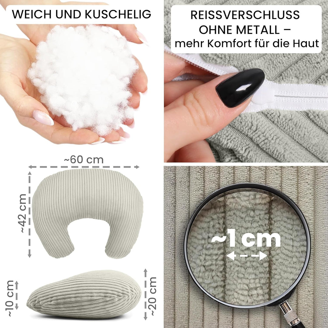 Amilian Stillkissen - Stillmond/Stillhörnchen – Schwangerschaftskissen und Lagerungskissen für Mama
