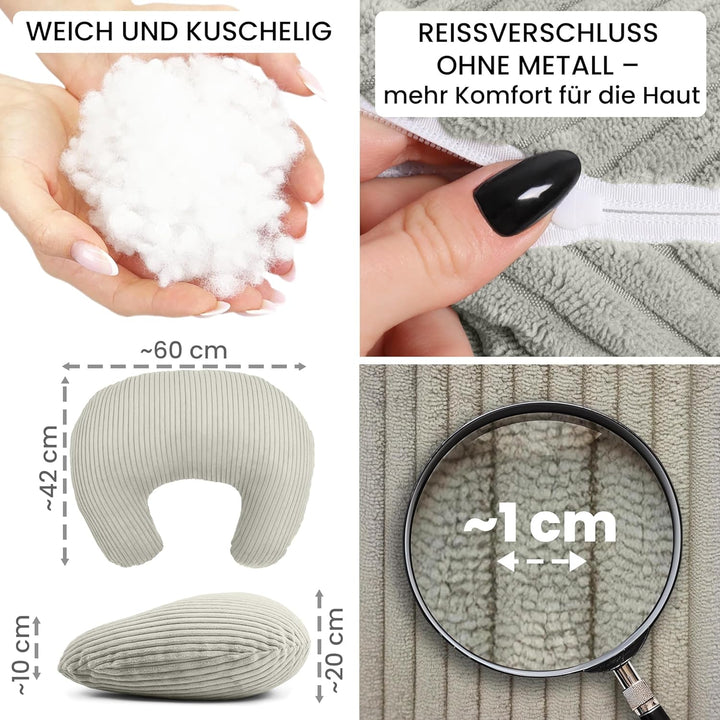 Amilian Stillkissen - Stillmond/Stillhörnchen – Schwangerschaftskissen und Lagerungskissen für Mama