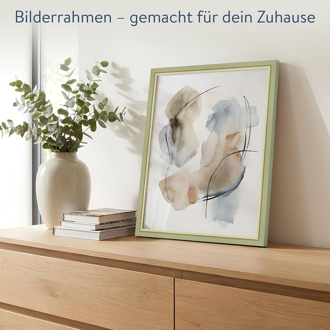 WANDStyle Bilderrahmen Landhaus Stil 30x40cm I Farbe: Grün I Fotorahmen I Holzbilderrahmen im skandi