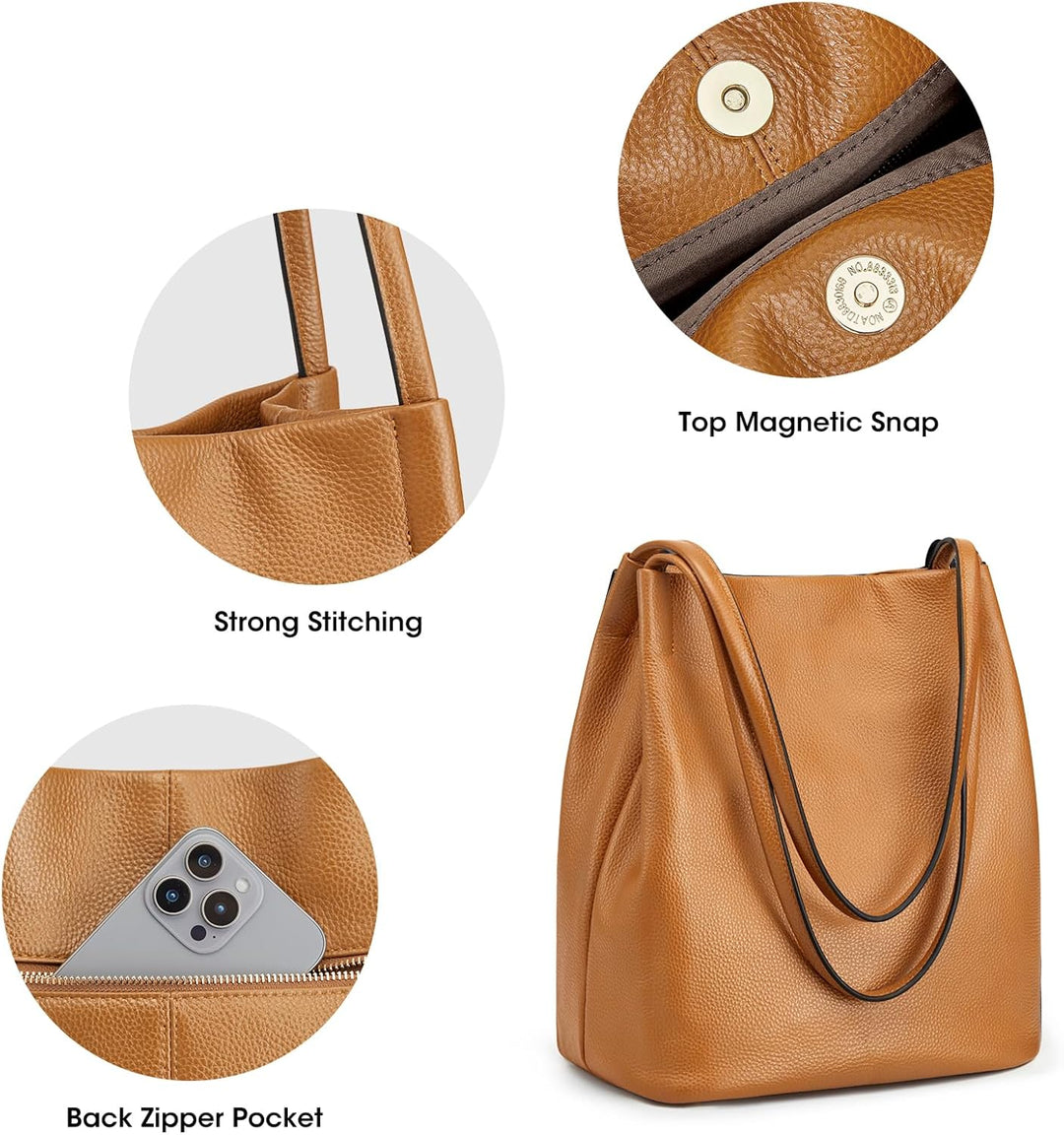 Kattee Damen weiche Echtleder Totes Umhängetasche Geldbörsen und Handtaschen mit oberem Magnetversch