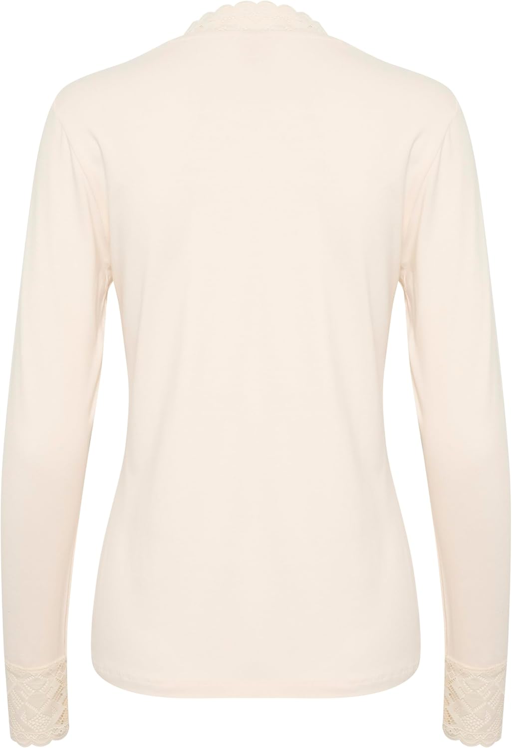 Cream CRTrulla Jersey Blouse Damen Bluse Spitze Langarm Elegant Rundhals Oberteil Stehkragen XS Eggn