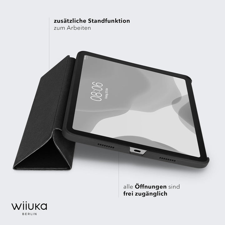 WIIUKA Hülle für iPad Pro 12.9" (2022-2020), Deutsches Leder, Lederhülle extra Dünn, Premium Smart-C