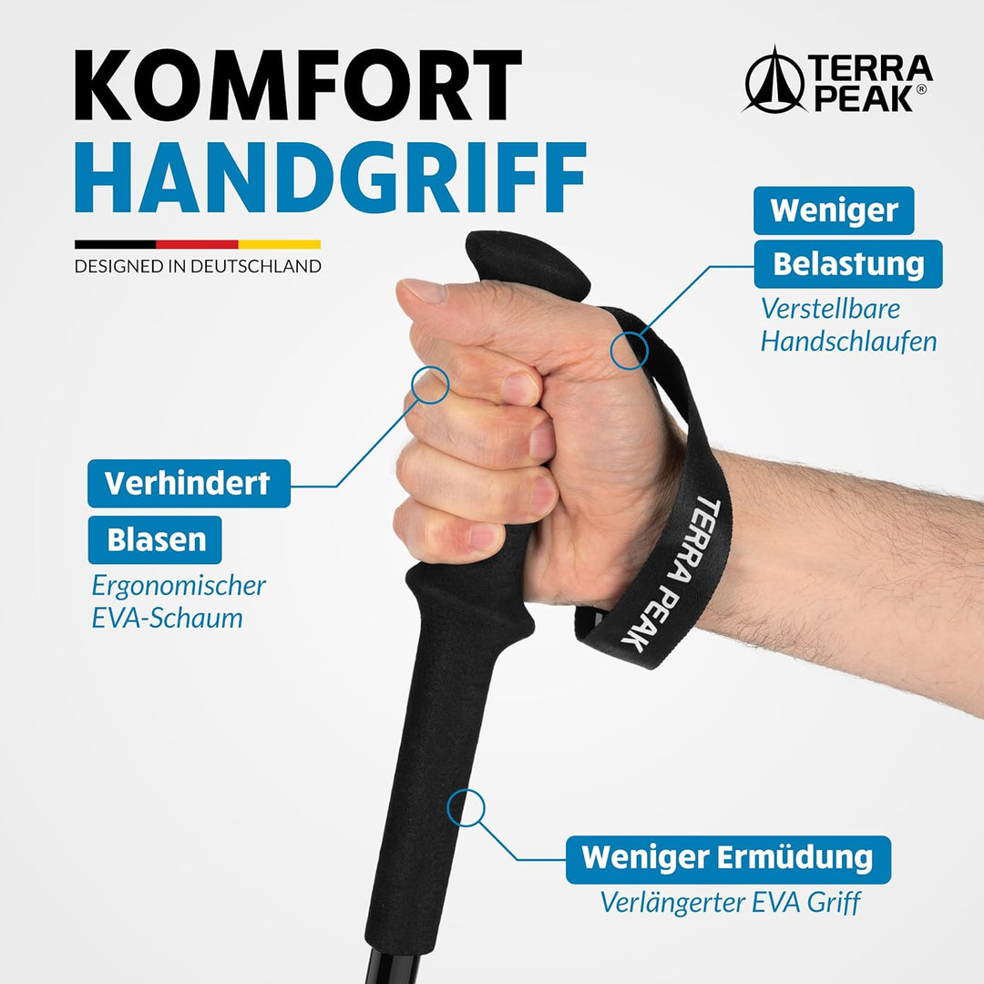 Terra Peak® Premium Wanderstöcke faltbar, ausziehbar & Ultra-leicht - GRATIS Mikrofaser-Handtuch - D