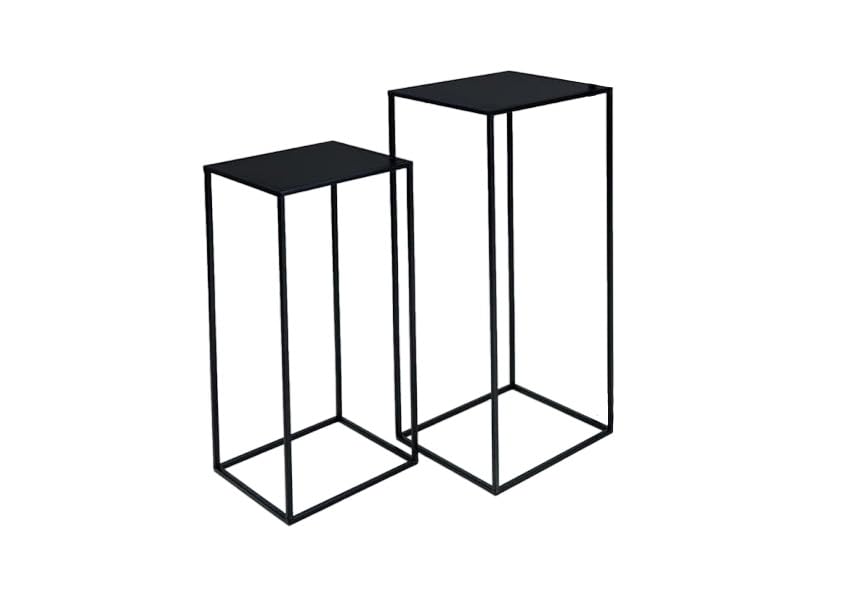 PrimoLiving 2er Set Metall Blumenhocker/Beistelltisch 77792 eckig schwarz Gr. S+M 2er Set: S+M, 2er