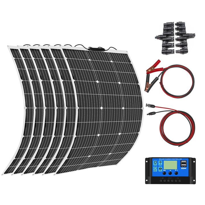 600 Watt Solarpanel Flexibel Kit 12V/24V Off-Grid System: 6 Stück 100W Monokristalline Solarmodule m