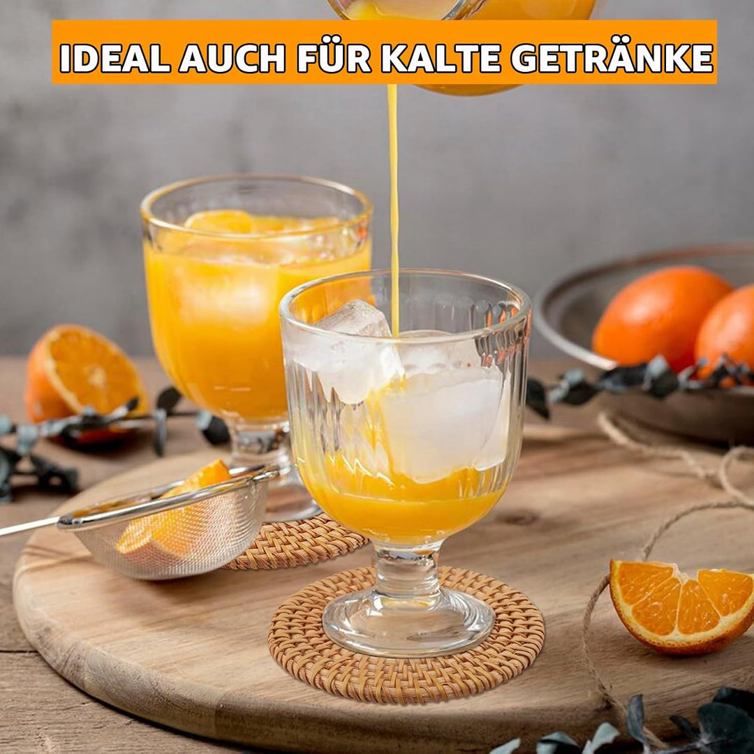 Rund Untersetzer Gläser 6er Set, handgefertigtes Rattan glasuntersetzer, korkuntersetzer, glasunters