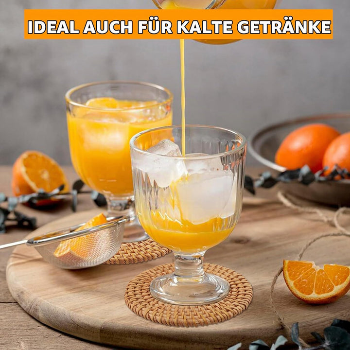 Rund Untersetzer Gläser 6er Set, handgefertigtes Rattan glasuntersetzer, korkuntersetzer, glasunters