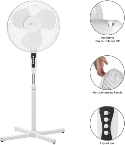 Clatronic Standventilator Ventilator Fan VL 3603 S; sehr leise; Durchmesser 40 cm; Oszillierend/Rota