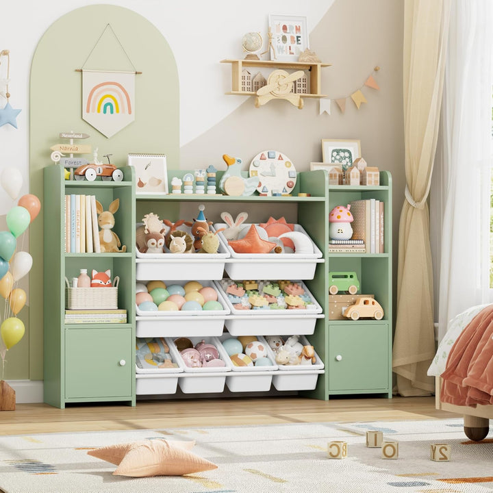 FOREHILL Kinderregal mit 8 Boxen Kinderzimmer Möbel Holz Bücherregal für Kinder Kinderzimmer Aufbewa