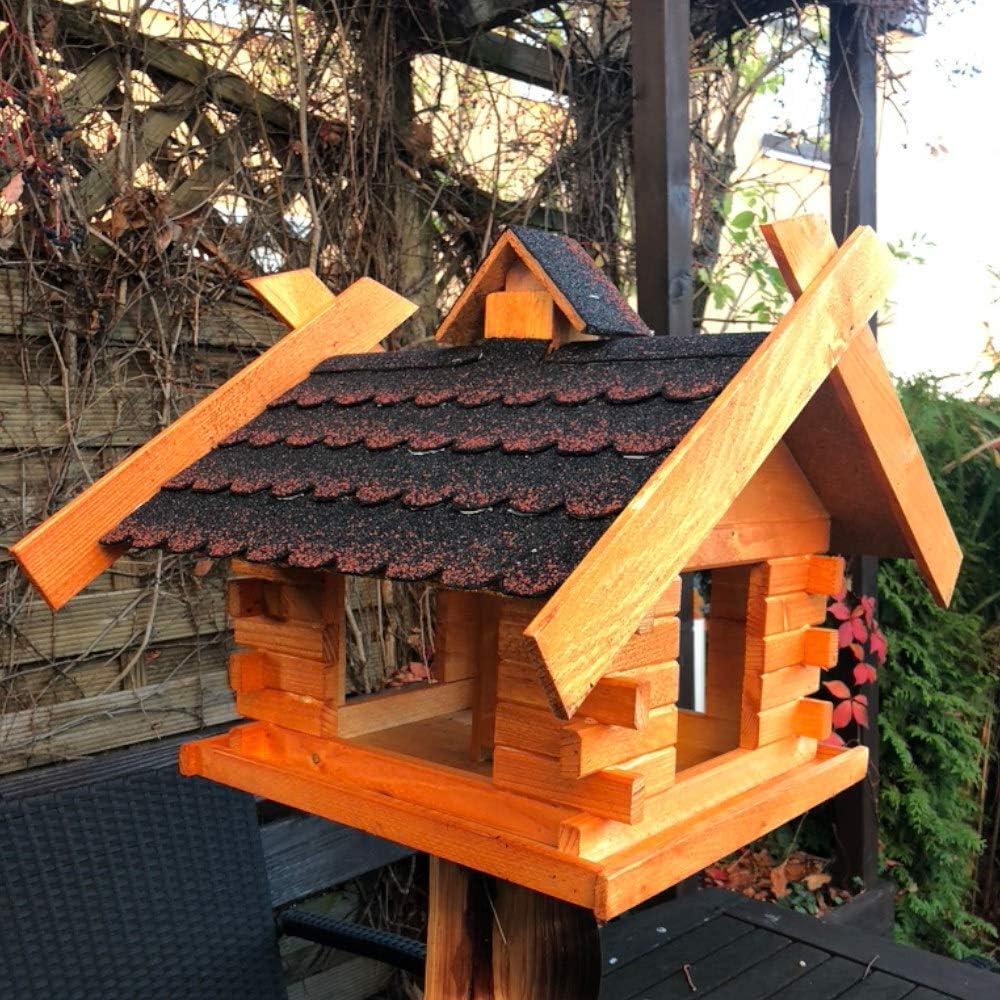 Rechteckiges Vogelhaus M - XL wetterfest aus Holz Vogel Futterstelle Haus mit und ohne Ständer (Grös