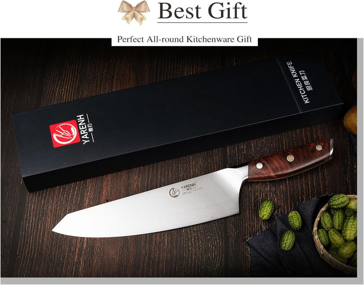 YARENH Kochmesser aus Rostfreiem Stahl, Profi Chefmesser - Scharfe und Langlebige Klinge, 20 cm Klin