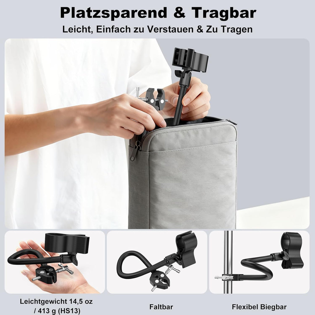 ZealSound Mikrofon Arm, Schwanenhals Arm mit robuster Krabbenklemme für runde Rohre und Tischplatten