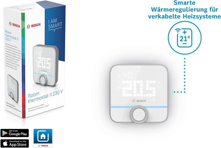 Bosch Smart Home Raumthermostat II für kabelgebundener Heizsysteme, 230 V, kompatibel mit Google Ass