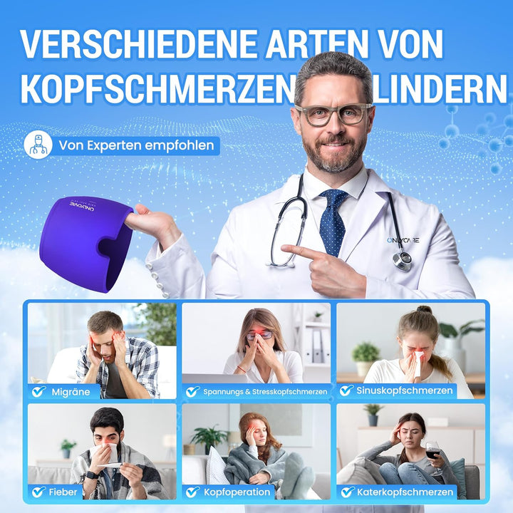 ONLYCARE Migräne Maske Migräne Mütze Migräne Relief Cap, Headache Relief Hat Kühlmaske Kühlmütze Kop
