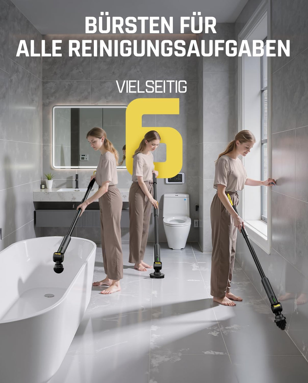 Fanttik Flip G9 Pro Elektrische Reinigungsbürste, VoltiPulse Motor, Dual-Speed, 6 Bürstenköpfe, Flex