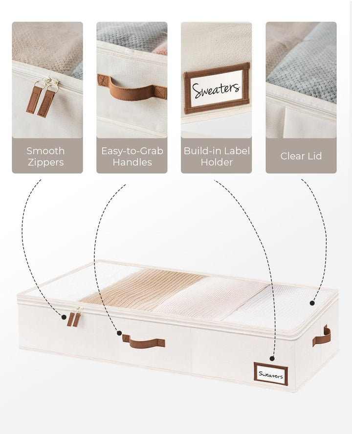 StorageWorks Unterbett Aufbewahrungsbox, extra Grosse Unterbettkommode mit Deckel, Stoff Unterbettbo