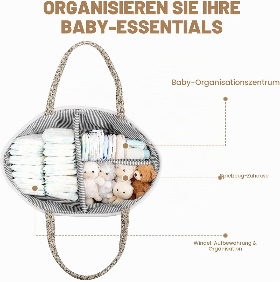 Zorplex Baby Windel Caddy Organizer, Wickeltisch Aufbewahrungskorb mit grossen Fächern und Griffen,