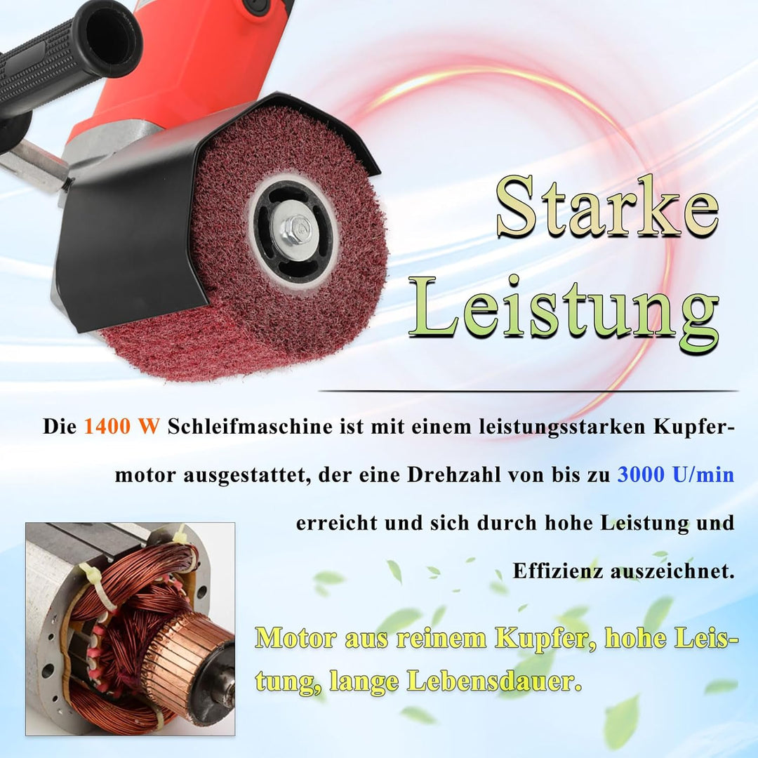 Satiniermaschine 1400W Schleifmaschine 6 Stufig Variable Drehzahl Elektrische Bürstenschleifer Bürst