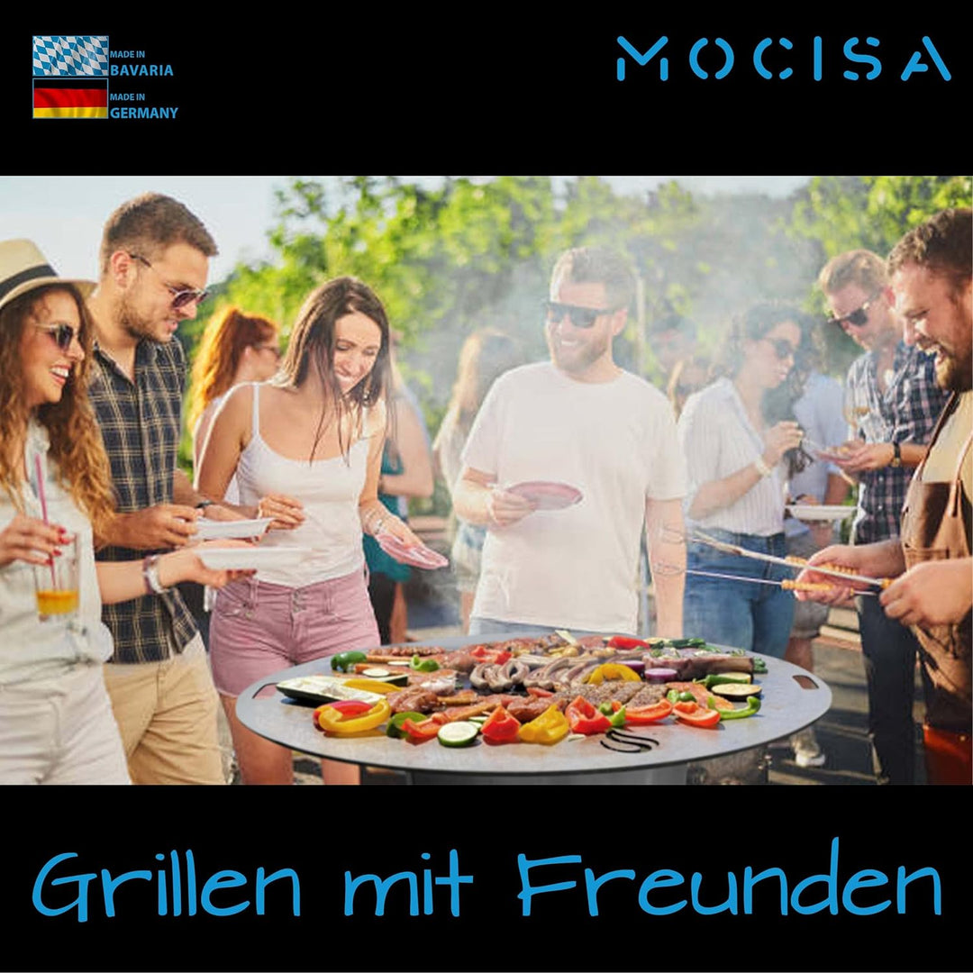 mocisa Grillplatte Feuerplatte Ø 55 cm für Fassgrill | Kugelgrill | Raketenofen | Stahl blank 4mm |