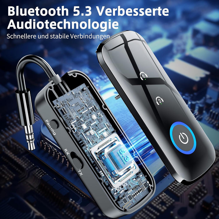 SONRU Bluetooth 5.3 Sender-Empfänger Klinke, 2-in-1 Bluetooth Adapter Flugzeug Bluetooth Splitter mi