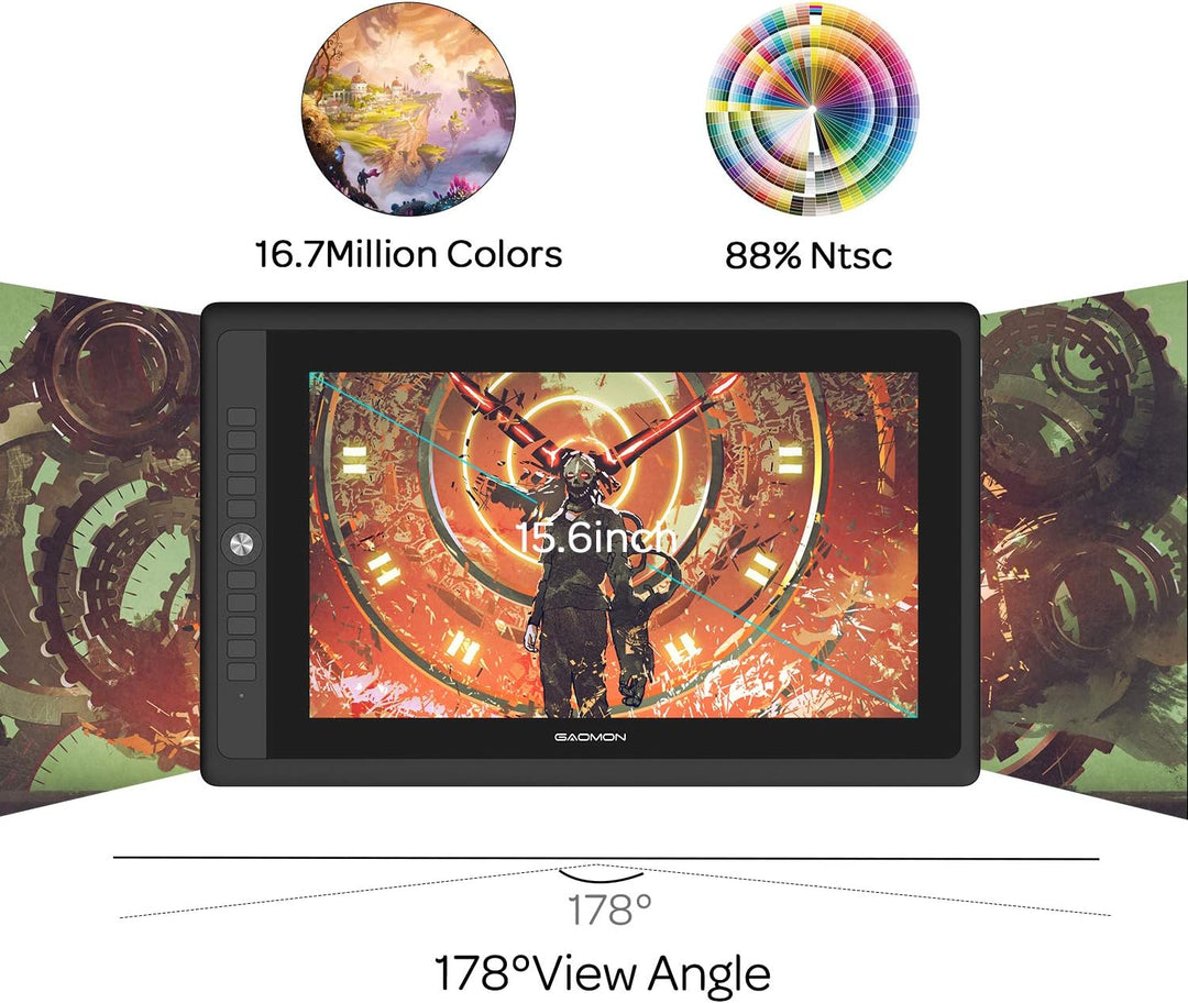 GAOMON PD156PRO 15,6 Zoll laminiertes Grafik-Display mit Full-HD-Display (1.920 x 1.080), Batterielo